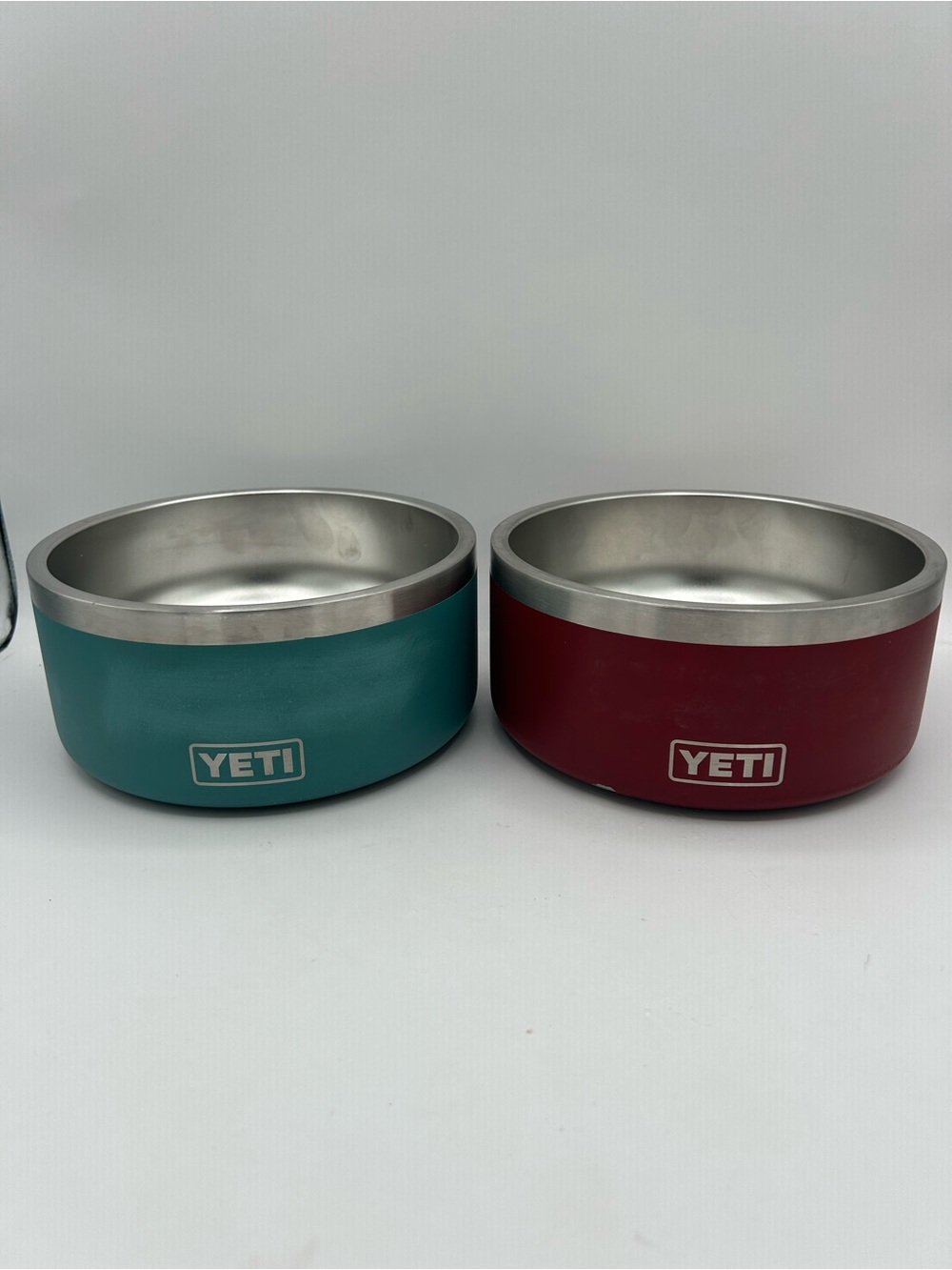 YETI Boomer Stainless Steel Non-Slip Pet Dog Bowls, Set of 2, Teal & Red 32oz